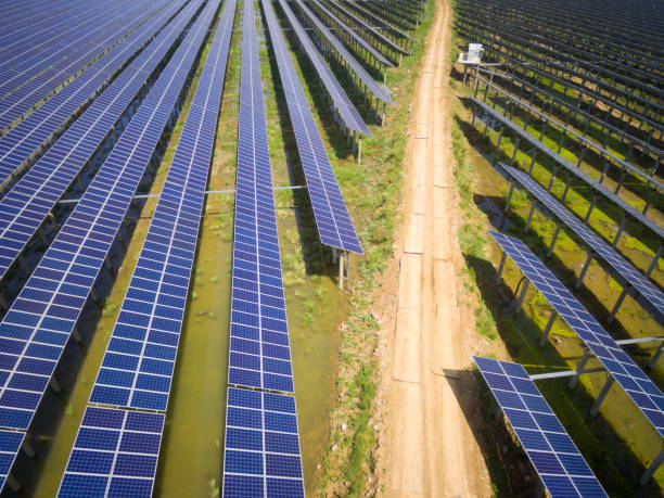 istock Aerial view of solar power station 681820668
