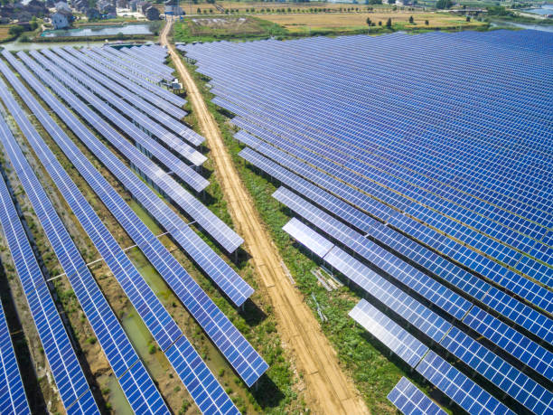 istock Aerial view of solar power station 681821086
