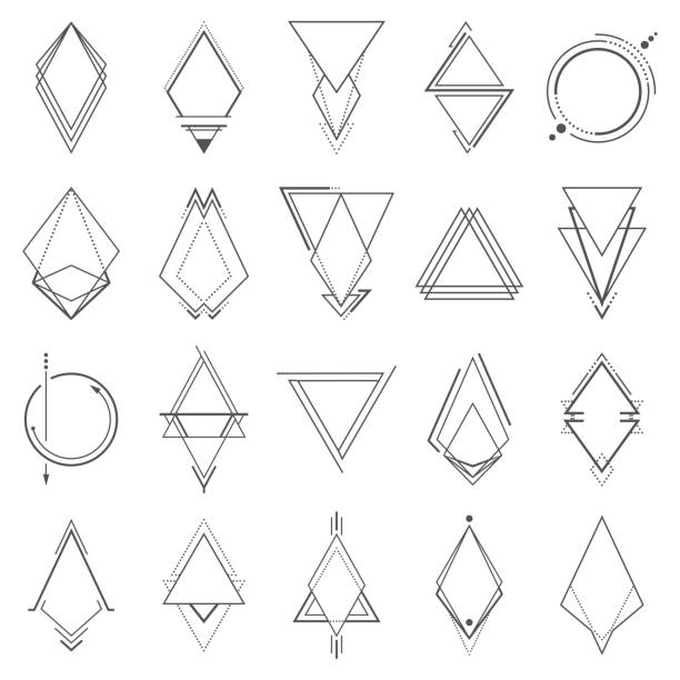 ilustrações, clipart, desenhos animados e ícones de conjunto de elementos geométricos minimalistas - alquimia
