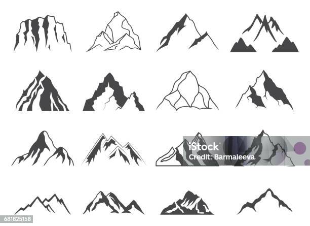 Mountain Shapes For Icons Stock Illustration - Download Image Now - Mountain, Outline, Icon Symbol