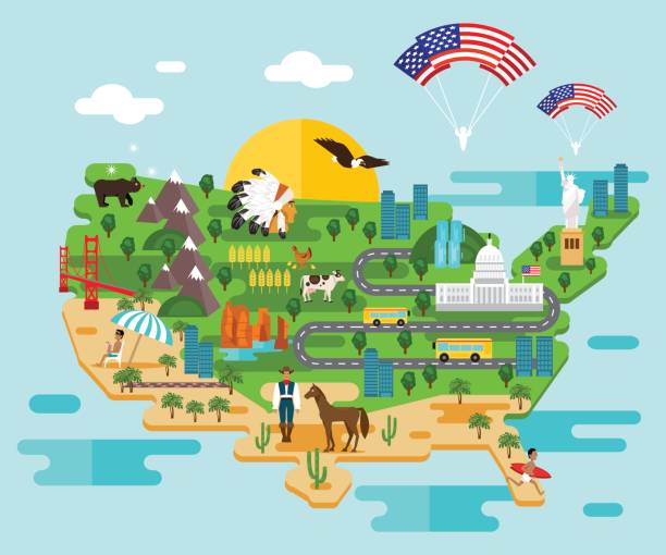 ilustrações, clipart, desenhos animados e ícones de infographics sobre a américa. ilustração do vetor - statue liberty illustrations