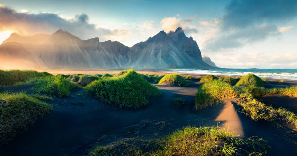 istock Black sand dunes on the Stokksnes headland 681827730