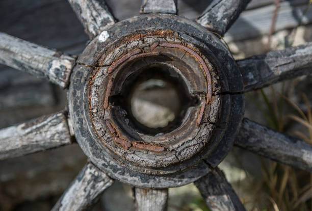 istock Old Wooden Wheel Close Up 681835490
