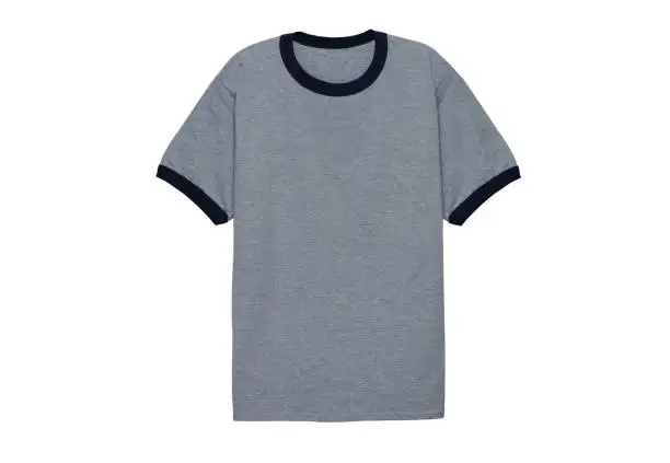 Blank ringer t-shirt grey on white background