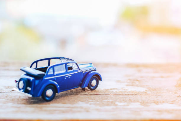 istock Toy retro car on the map, travel concept 681840118