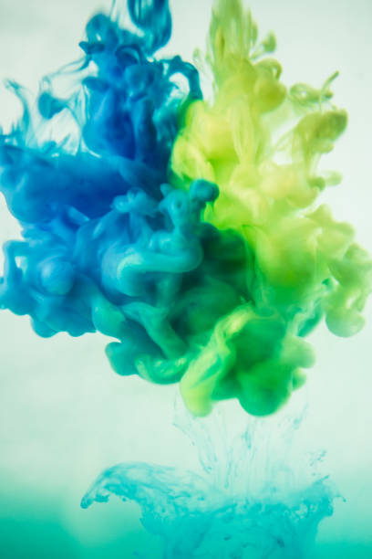 istock Acrylic colors and ink in water. Abstract frame background. Isolated on white 681845594