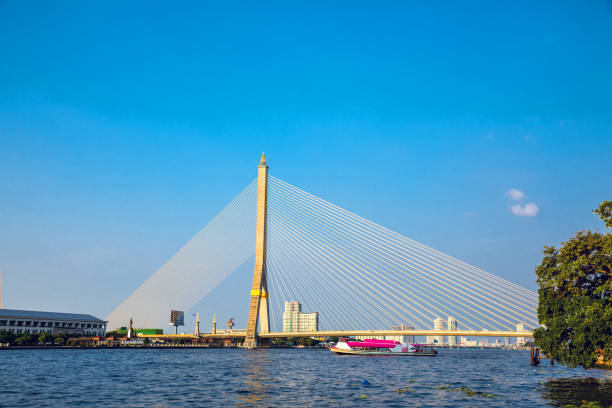 Bridge Rama VIII on the river Chao Phraya in Bangkok - Thailand