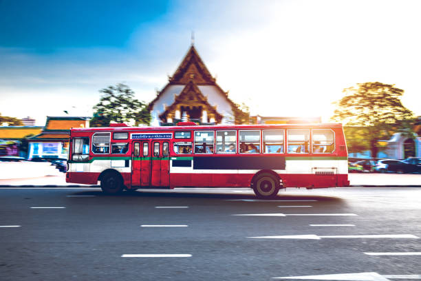 Bangkok traffic in front of Giant Swing, Thailand.