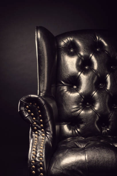 istock Black vintage leather armchair 681853308