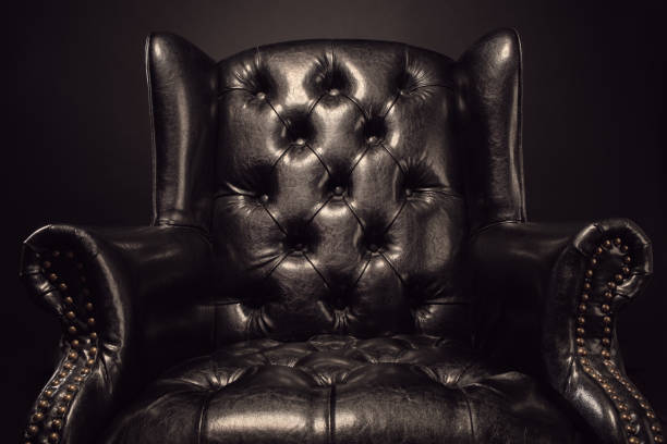 istock Black vintage leather armchair 681853580