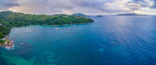 istock Aerial: coastline of Praslin Island, Seychelles 681856514