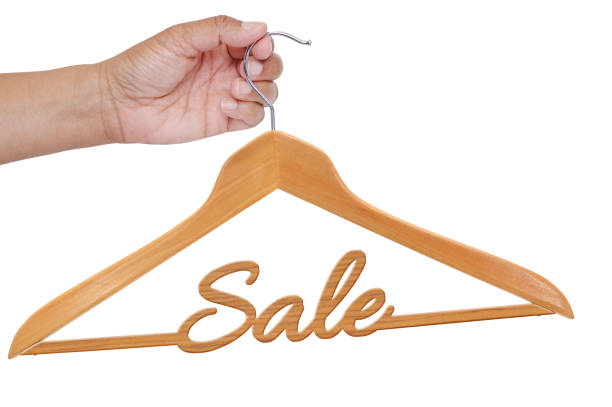 Wooden empty cloth hanger isolated on white with clipping path included