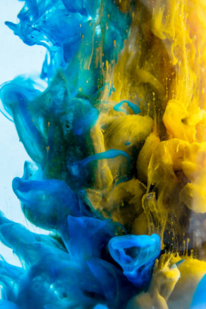 istock Acrylic colors and ink in water. Abstract frame background. Isolated on white 681861538