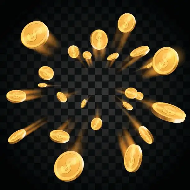 Vector illustration of Gold coins explosion