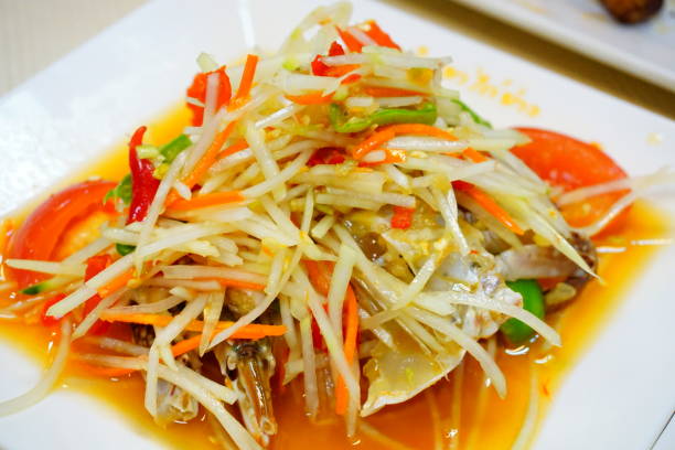 istock Delicious papaya salad on dish 681868098