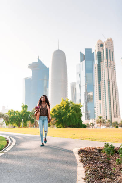 istock tourist in the doha la corniche park walking 681869222