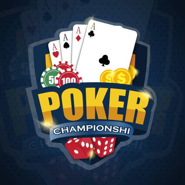 vektor-illustration zu einem casino-thema mit symbolen poker und poker-karten auf dunklem hintergrund. - cards poker gambling chip dice stock-grafiken, -clipart, -cartoons und -symbole