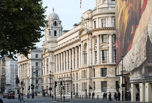 Government buildings and ministries at the Whitehall road. London