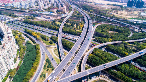 istock Aerial view of Shanghai Highway 681877220
