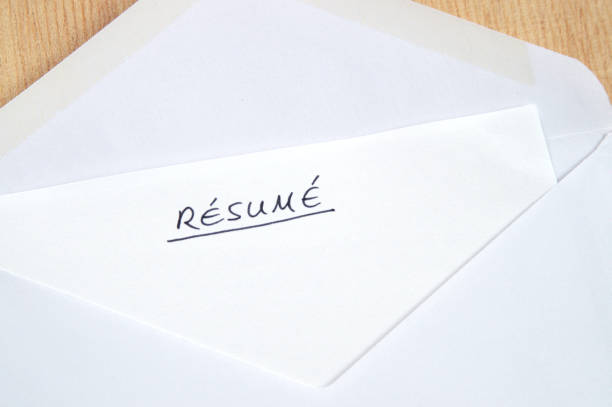istock Resume in handwriting in white envelope, wooden background 681879532