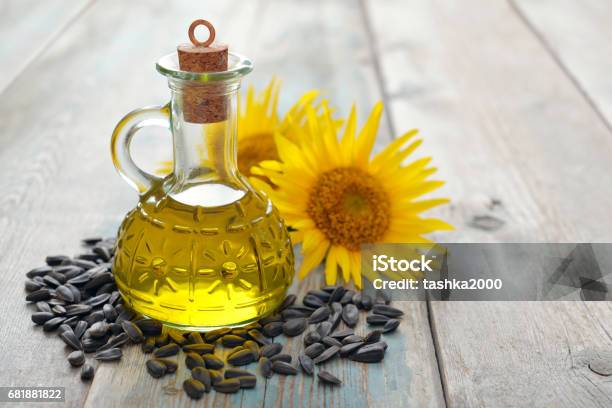 Sunflower Oil Stock Photo - Download Image Now - Cooking Oil, Sunflower Seed, Sunflower Seed Oil