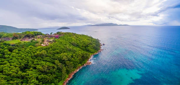 istock Aerial: coastline of Praslin Island, Seychelles 681882424