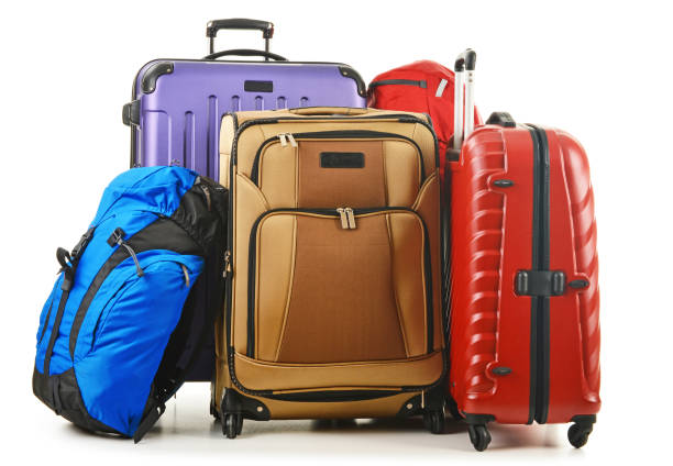 istock Suitcases and rucksack isolated on white 681893132