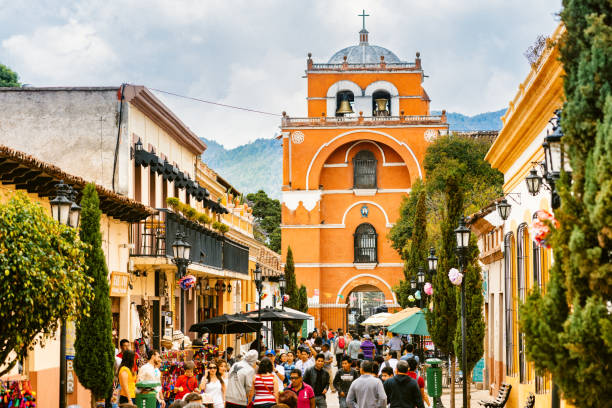 Street scene of San Cristóbal de las Casas in Chiapas, Mexico.