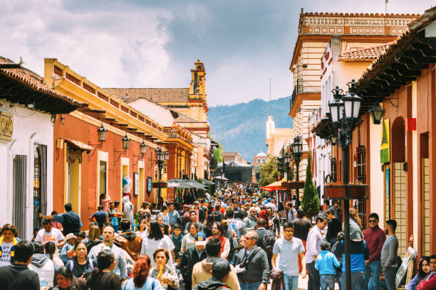 Street scene of San Cristóbal de las Casas in Chiapas, Mexico.