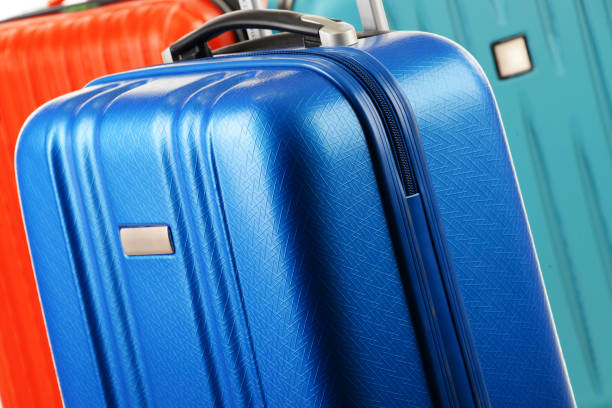 istock Plastic travel suitcases. Hand luggage 681895394