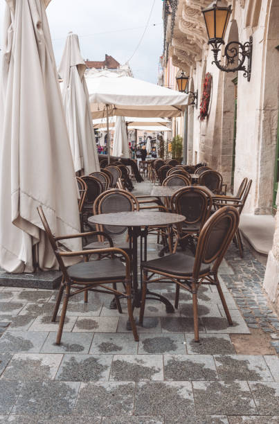 istock Deserted cafe on a rainy day 681896390