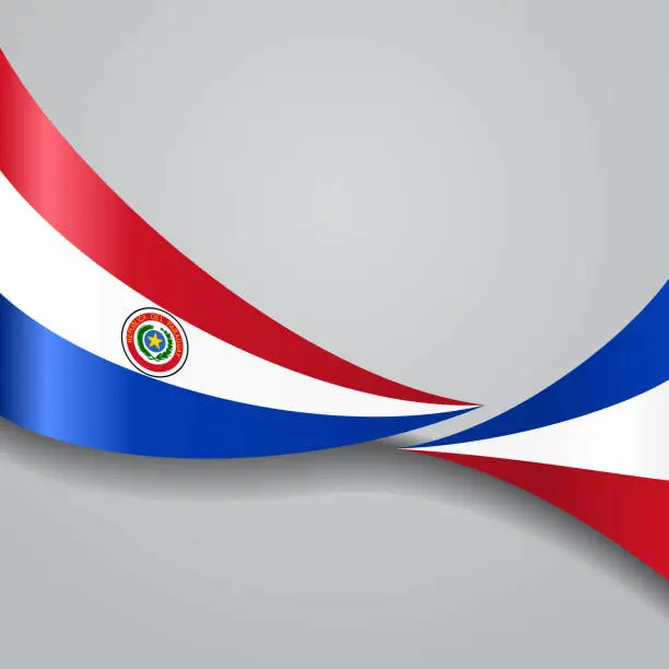 Vector illustration of Paraguayan wavy flag. Vector illustration.