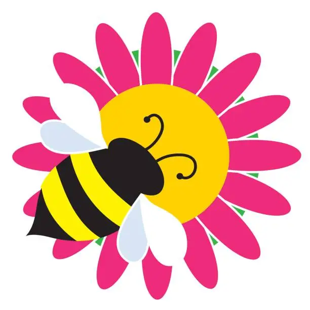 Vector illustration of Bumble Bee on Flower