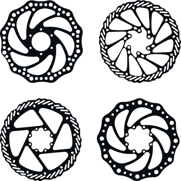 Bicycle brake disc. Bicycle parts. Vector set. Bicycle brake disc. Bicycle parts. Vector set. brake stock illustrations