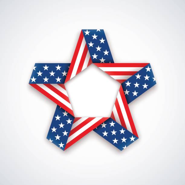 звезда сделана из двойной ленты с американским флагом звезды и полосы. векторная иллюстрация. - medal flag first place red stock illustrations