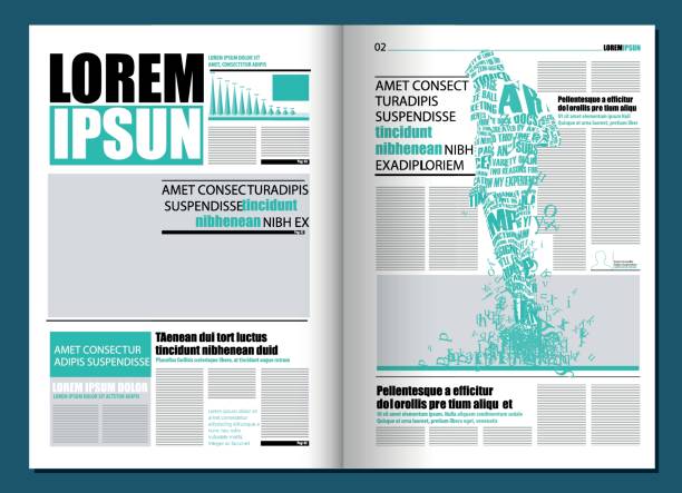 illustrazioni stock, clip art, cartoni animati e icone di tendenza di modello di giornale moderno - high capacity magazine