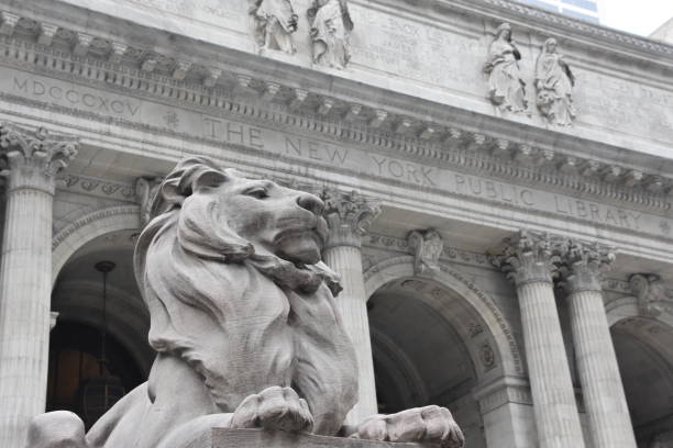 biblioteca pública de nueva york - neoclásico fotografías e imágenes de stock