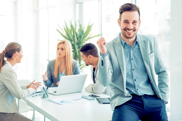 istock Business people sitting at corporate meeting 681939444
