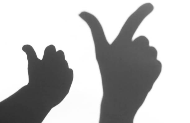 istock the shadow of the hand white background close-up 681940084