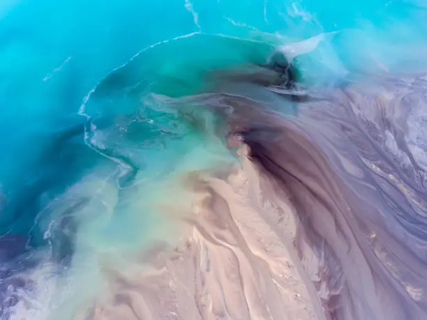 Photo of Degraded landscape in Poland. Destroyed land. View from above. Surrealistic lake.