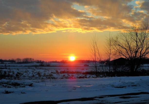 istock Sunset in Winter Snow Landscape 681946992