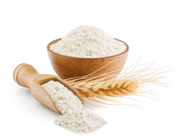 istock Whole grain wheat flour isolated on white 681952484