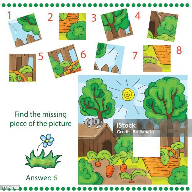 Jigsaw Puzzle Game With Farm Garden Stock Illustration - Download Image Now - Puzzle, Agricultural Field, Agricultural Occupation