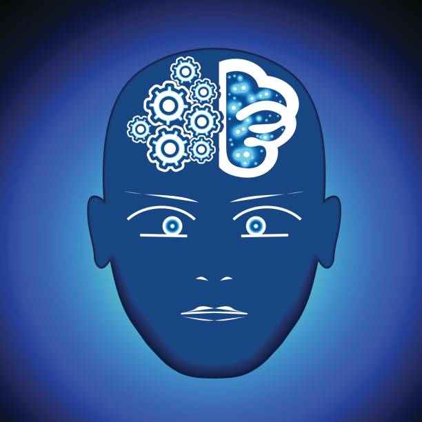 ilustrações de stock, clip art, desenhos animados e ícones de head, brain, gears, process of thinking human. - motor neuron