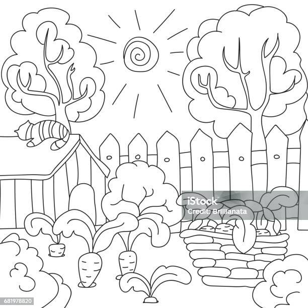 Vector Coloring Book Carrots In The Garden Stock Illustration - Download Image Now - Coloring Book Page - Illlustration Technique, Springtime, Animal