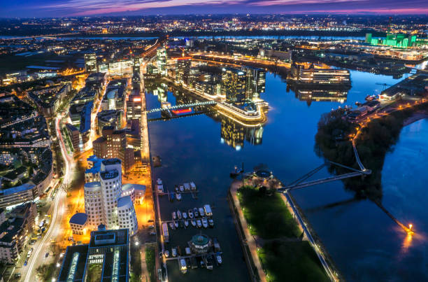 istock Night and light Skyline of Dusseldorf - Germany 681986452