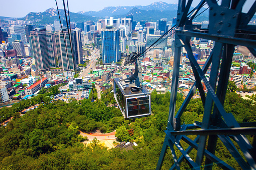 Seoul cityscape and funicular