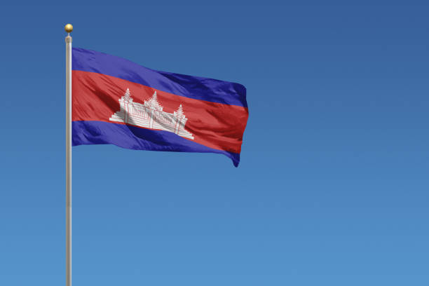 3d rendering of a silked Cambodia flag