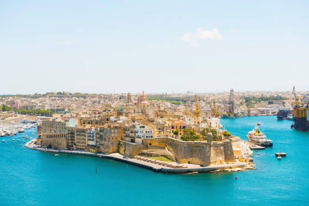 Fortress City Senglea from Valetta, Malta Fortress City Senglea from Valetta, Malta. Photo from high angle view. valletta photos stock pictures, royalty-free photos & images