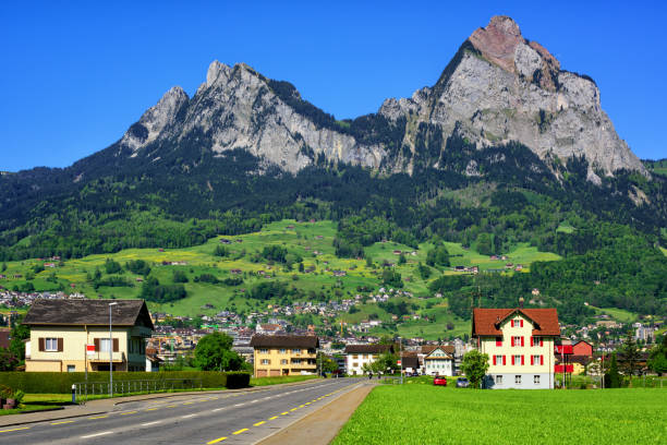 istock Swiss mountain landscape by Schwyz, Switzerland 682004122